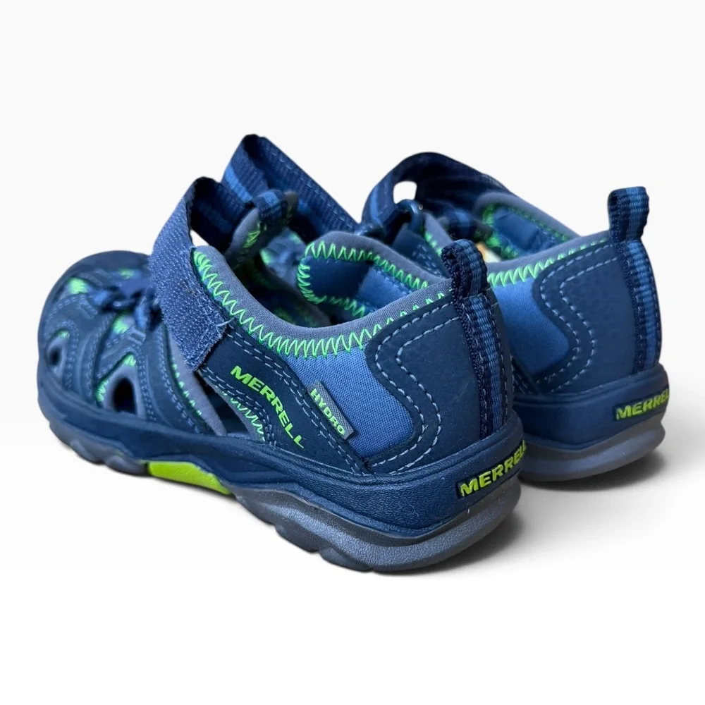 Merrell Hydro Hiker Sandal Boys 12M Navy Blue Lime Green Water Shoe MC53375